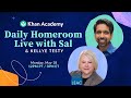 Khan Academy Live Stream with Kelly Testy