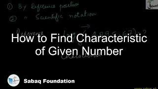 How to Find Characteristic of Given Number