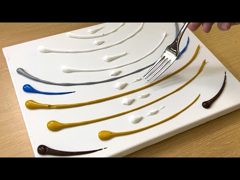 Scratch Painting Technique Using a Fork / Acrylic Painting