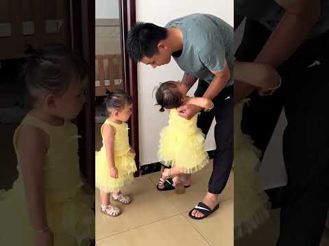 The twins deal with their dad by crying and making a fuss