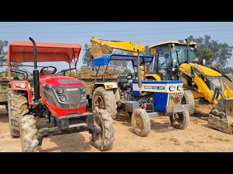 Jcb 3dx Eco Excellence Machine Loading Red Mud In Mahindra 415 DI Tractor | Jcb and Tractor Cartoon
