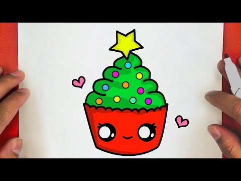 CÓMO DIBUJAR UN LINDO ÁRBOL DE CUPCAKES DE NAVIDAD, PASSO A PASSO,  JACK Dibujos