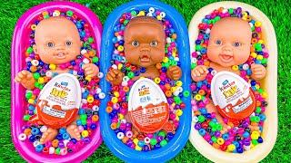 Full of 3 Rainbow BathTubs Candy with M&M's & Magic Slime Cutting Video