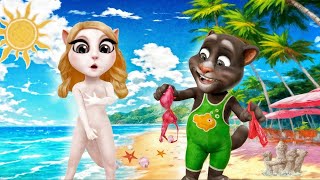 My Talking Angela'm 2 and Talking Tom 2 || On The Beach || New Update || Cosplay ||