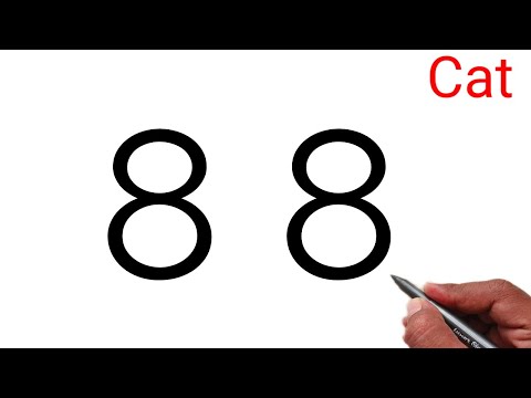 How to draw cat from number 8 | Drawing Easy Step by Step | Number drawing