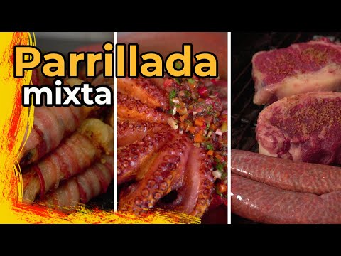 Chorizo de pulpo en una parrillada mixta