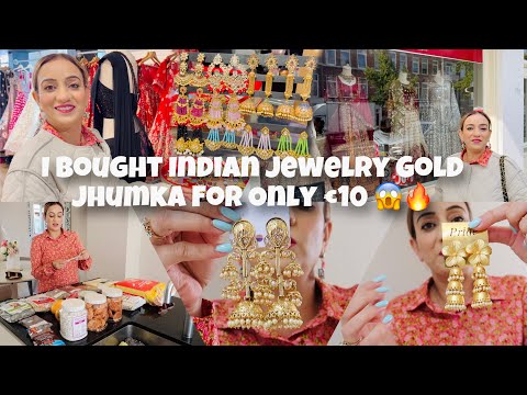 ❗️I Bought Indian Jewelry Gold Jhumka For Only €10 😱🔥 Most Cheap Indian Groceries little India🇮🇳.!
