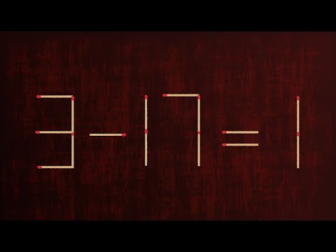 Move only 1 stick to make equation correct | Matchstick Puzzle 3-17=1