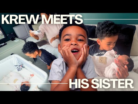 My 5 Year Old Meets His New Baby Sister + Krew's First Q&A! | Chandler Alexis