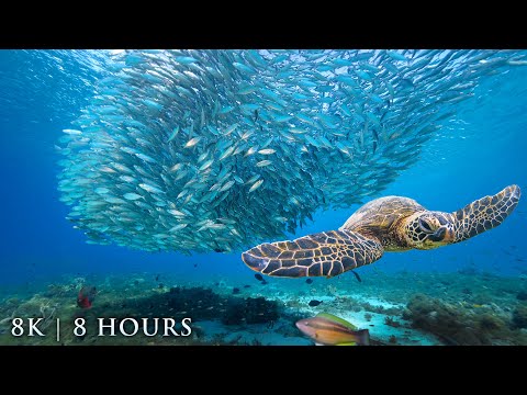 8K UNDERWATER FILM: "Secrets of the Ocean" 8HR Nature Relaxation Ambient Film + Calming Music