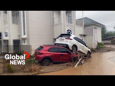 YouTube video thumbnail: At Least 60 Dead After Rare Tropical Cyclone Hits Indonesia