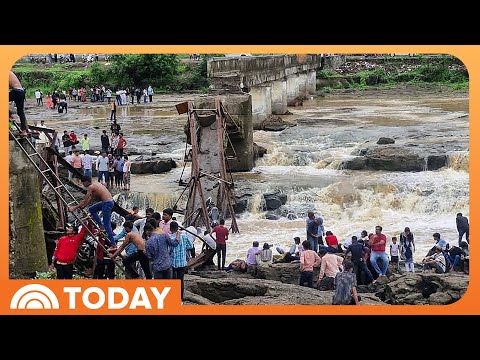 YouTube video thumbnail: Bridge Collapses at Popular Tourist Spot in India, Killing at Least 2