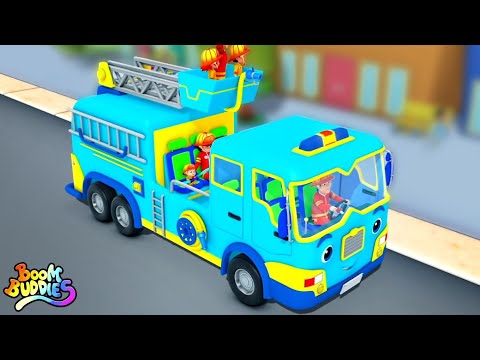 Wheels On The Fire Truck - Fire Brigade & Vehicle Cartoon for Children