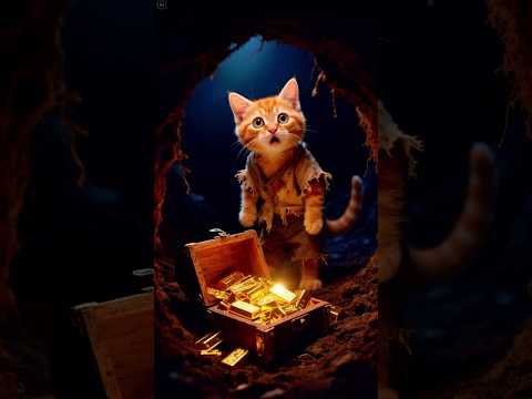 القط مياو يقع في حفرة عميقة… بس اللي لقاه تحت الأرض هيفاجئك! 😱💰#shorts #cat #ai