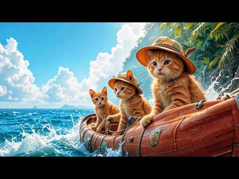 Mother cat and kittens living on the seashore 🐱🐈 Mama Cat and Kitten Frog Fish Feast #cat #kitten