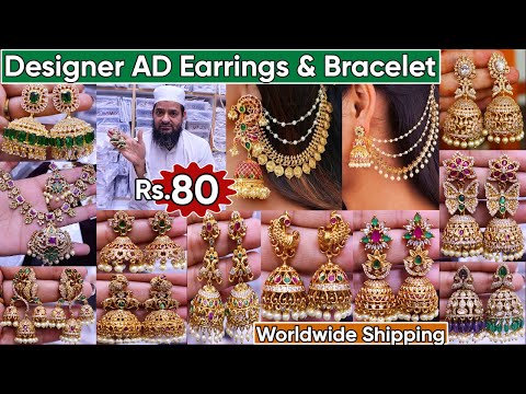 Latest Exclusive Wedding Special AD Earrings & Bracelet Collection 2024 | Premium AD Jewellery