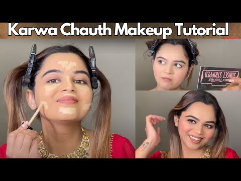 Get festive-ready with this uncut Karwa Chauth makeup tutorial – flawless, effortless, stunning! ✨