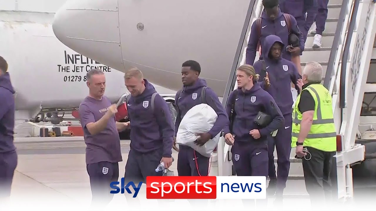 BREAKING: The Three Lions squad arrive back in England after after losing 2024 Euro final to Spain