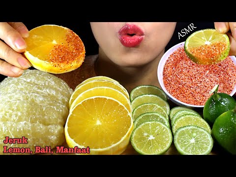 ASMR Mouth watering with Green lemon, Sour Orange, Graper Fruit Vs Hot Salt (Jeruk Lemon Bali)  #P2
