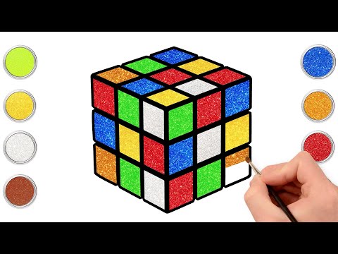 🧊How To Draw Rubik's Cube 🎨| Easy Drawing and Coloring For Kids | Chiki Art | HooplaKidz How To