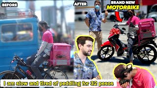 SURPRISING a Random Delivery Guy with Dream MOTORBIKE! *Before & After* Emotional 🇵🇭