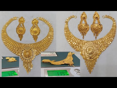 Light Weight Necklace Designs In Gold | Gold Set Designs With Price And Weight