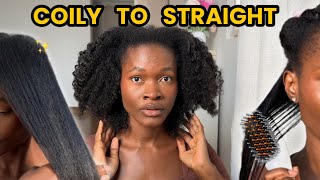 Unexpected Results🤯| I Straightened My 4c hair | LissFlow Thermal- balance Hair straightening brush 