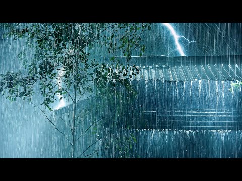 Beat Insomnia, Fall Asleep Fast in 3 Minutes | Cool Heavy Rainstorm on Metal Roof & Strong Thunder