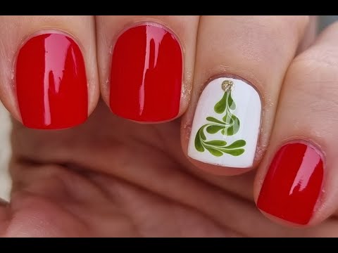 Red Christmas Nails | Drag Marble Christmas Tree Nail Art 🌲 Festive Nail Ideas 2024