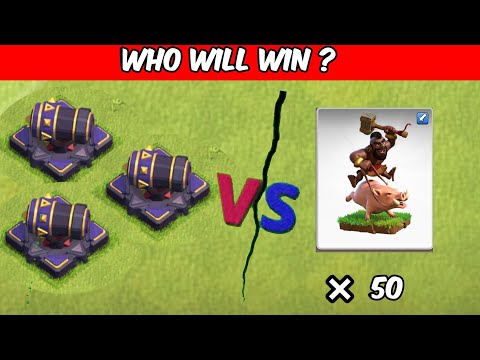 Can the Hog Rider Break Through 3 Max-Level Cannons? 🐷⚔️ | Clash of Clans Epic Test!