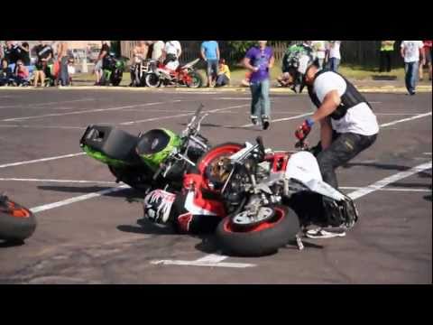 KNOCKOUT BY A MOTORCYCLE (FOOTAGE FROM BULGARIAN MIKE)