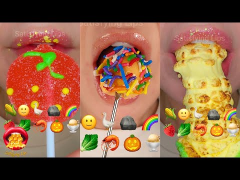 EMOJI FOOD CHALLENGE ASMR Mouth Sounds Mukbang 먹방