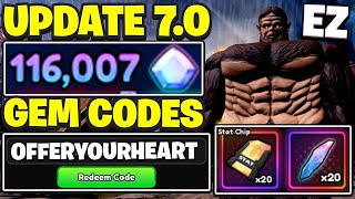 ALL 3 Update 7.0 Free Gem Codes In Anime Vanguards