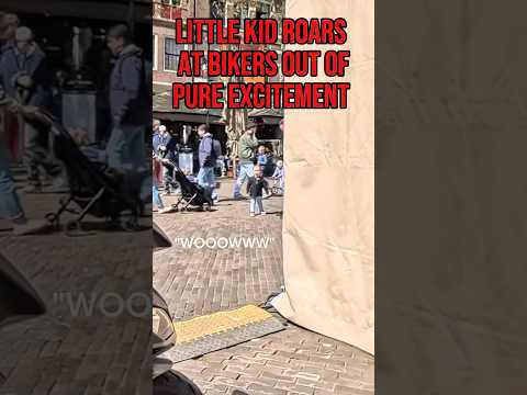 Little Kid Roars At Bikers Out Of Pure Excitement @mt0bitch on IG #biker#kid#funny