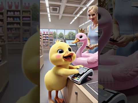 The super cute little duck bought a pink swan swim ring for its little master.#duck #cute #shorts