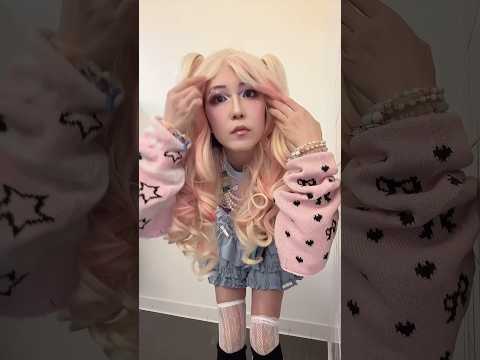 Turning into a blonde gyaru girl #pov #ootd #school #outfit #fitcheck #style #grwm #gyarumakeup