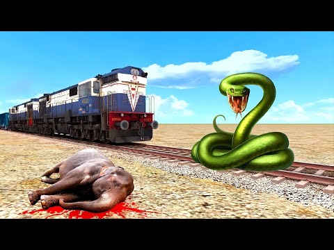 Anaconda vs elephant crying train | Stops the train | BeamNG. drive | Train simulator