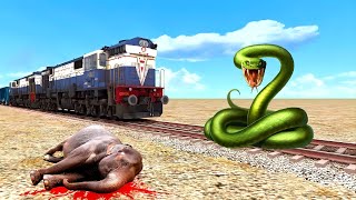 Anaconda vs elephant crying train | Stops the train | BeamNG. drive | Train simulator
