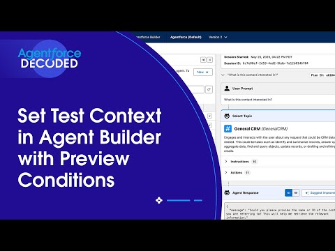 Set Test Context in Agent Builder with Preview Conditions | Agentforce Decoded