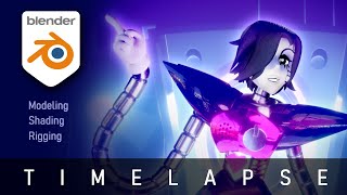 Creating Mettaton EX from UNDERTALE in 3D - [Blender Stylized Modeling, Shading & Rigging Timelapse]