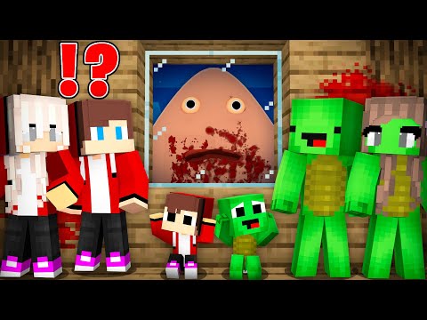 JJ and Mikey Family HIDE From ADULT POU - in Minecraft Maizen!