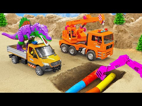 Police Car to the RESCUE! Excavator and Crane Truck Save the Day | Police car toy stories | HP DIY