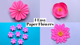 How To Make 4 Paper Flower | Beautiful Paper Flower Making Idea | DIY Paper Flower
