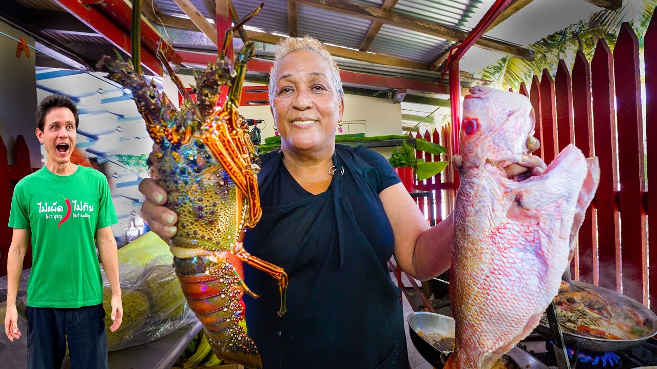 Trinidad s Seafood Queen! LOBSTER MOUNTAIN + Breadfruit Oil Down in Toco, Trinidad!