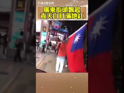 「還我自由！」廣東街頭飄起青天白日滿地紅