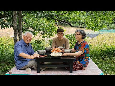 콩을 직접 갈아만든 진한 콩국수 먹방 (알배추 겉절이, 왕만두) Cold Soybean Noodles Mukbang