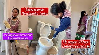 jabon potente para limpiar baños, me pagan $90 por limpiar 4 casas| asi limpiamos las casas