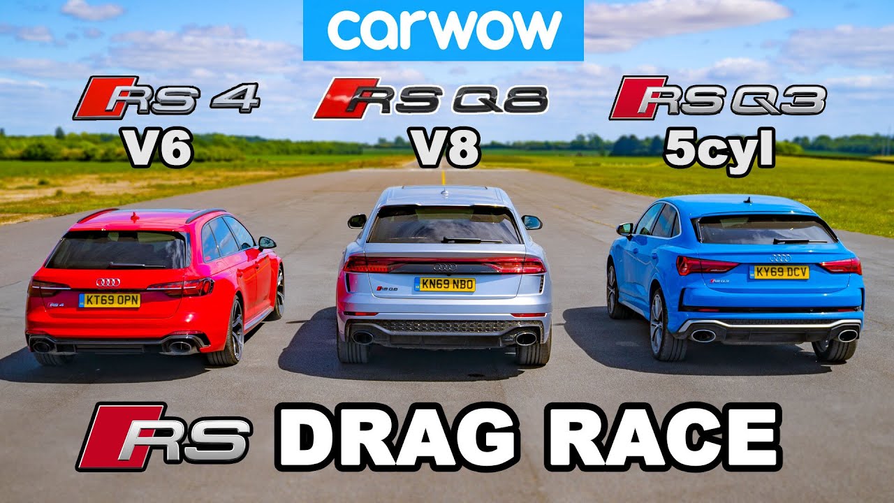 Audi RSQ8 vs RS4 vs RSQ3: DRAG RACE -V8 vs V6 vs 5cyl