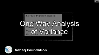 One Way Analysis of Variance