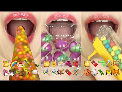 asmr 10 MINUTES EMOJI FOOD CHALLENGE SATISFYING 당비 이모지 먹방 챌린지 모음 eating sounds